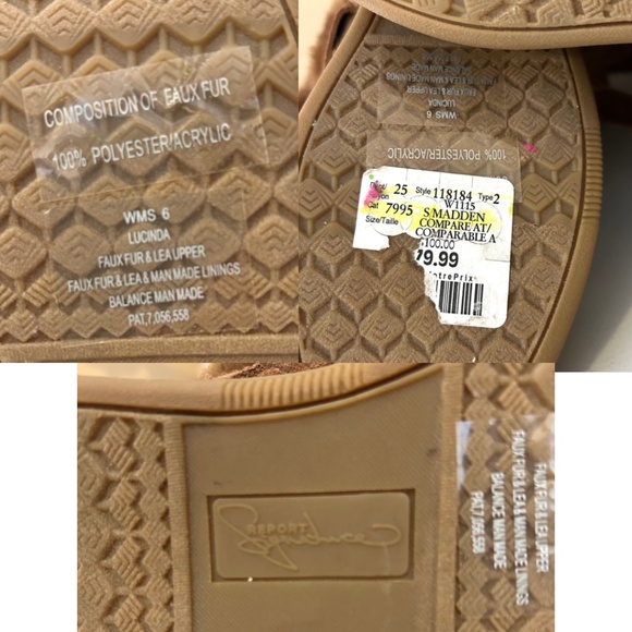 NWT Report Signature Lucinda Suede/Faux Fur Tan Tie Booties Size 6 - Picture 11 of 13